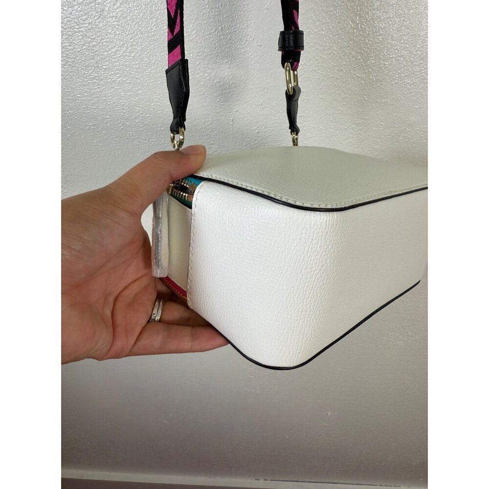 NEW KARL LAGERFELD Simone Rainbow Studded Crossbody Bag White Premium Leather - Picture 11 of 15
